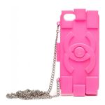 Чехол для Apple iPhone 4/4s задняя крышка силикон с цепочкой Chanel <пурпурный>