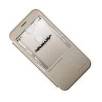 Чехол для Huawei Ascend G7 Plus/G8 флип боковой пластик-кожзам с окошком Nillkin Sparkle <золотой> ― Оптовый PromiseMobile