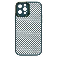 Чехол для Apple iPhone 12 Pro пластиковый вставка под карбон <темно-зеленый> ― Оптовый PromiseMobile