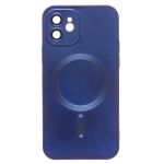 Чехол для Apple iPhone 12 силиконовый Matte MagSafe <темно-синий>